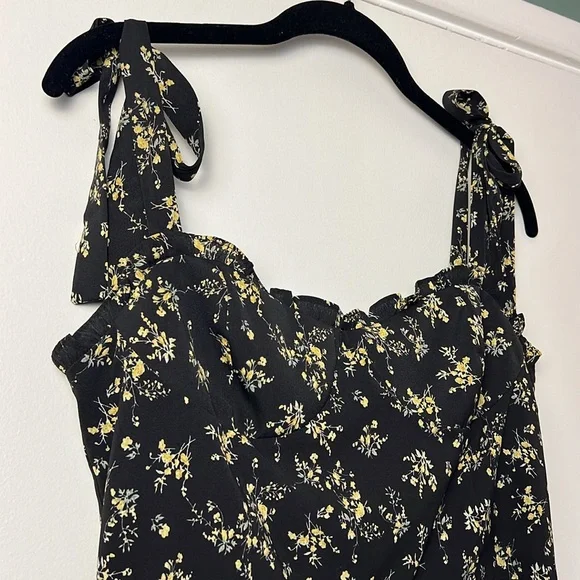 Anthropologie Black Floral Midi Dress - Picture 5 of 11